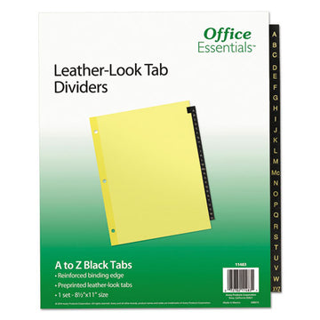 Office Essentials™ Preprinted Black Leather Tab Dividers, 25-tab, Letter freeshipping - TVN Wholesale